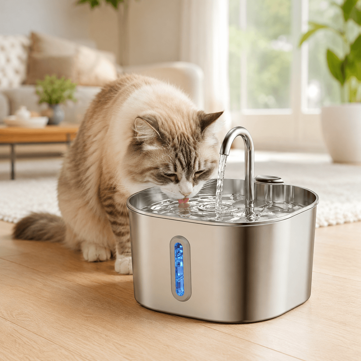Cat drinking from the FurSpring fountain